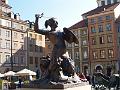 Warsaw's androgenous mermaid warrior statue